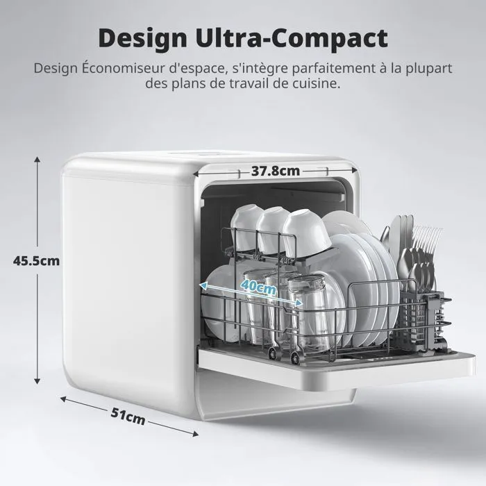 AIRMSEN mini lave-vaisselle de comptoir 5+1 programmes